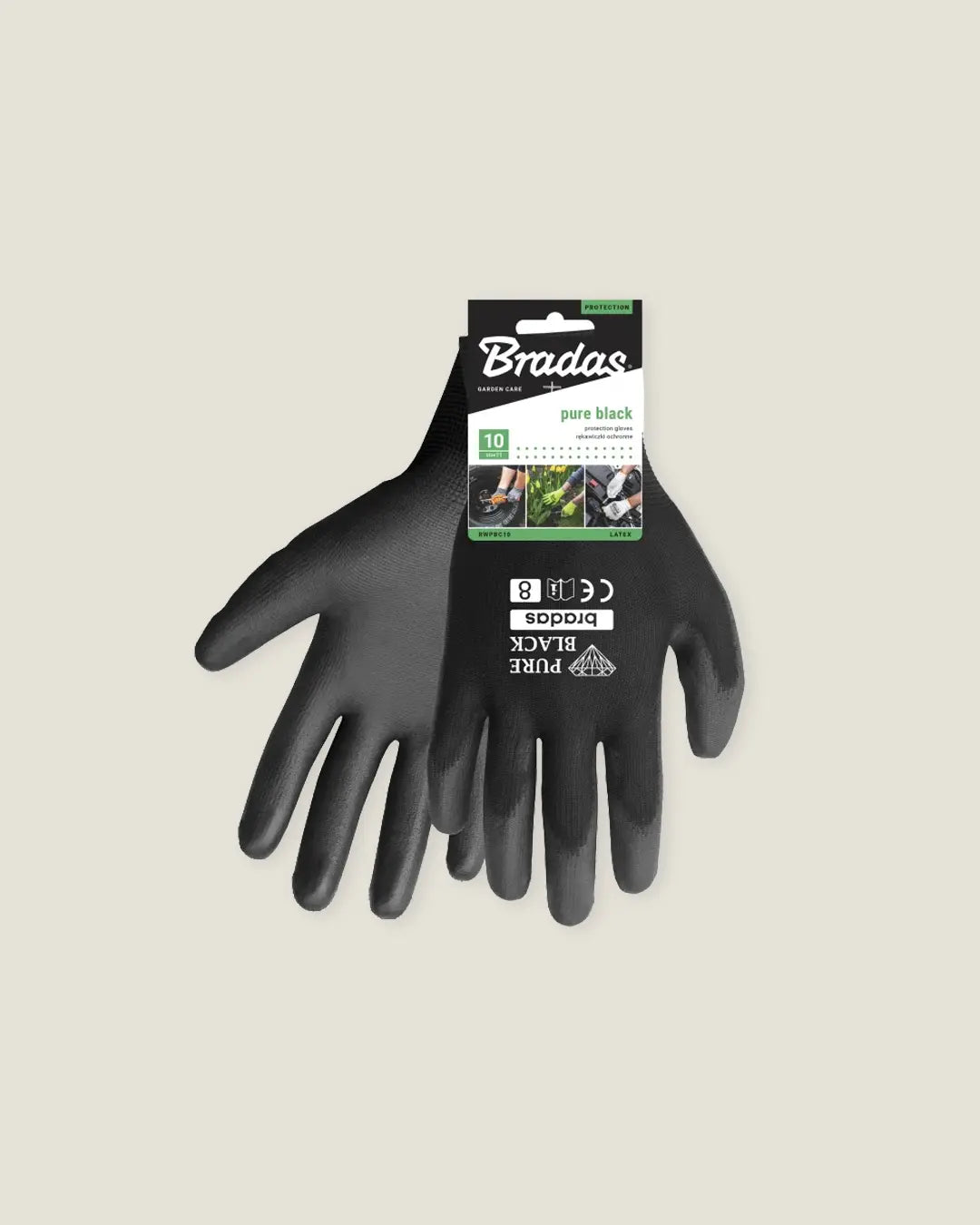 Rukavice Bradas Pure black, veľ. 8/M